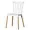 Fabulaxe Modern Plastic Dining Chair Windsor Design with Beech Wood Legs, White QI004223.WT - alternate 1